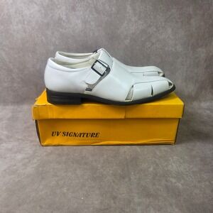 UV Signature Mens UV059 White Closed Toe Dress Sandals Monk Strap Size 8.5